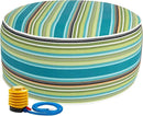 FUNHOME Inflatable Outdoor Ottoman with Air Pump,20"x9" Portable Patio Pouf,Water Resistant,Fade-Resistant,Round Blow Up Footrest Stools for Home Garden Camping Travel(Green Stripe) by CozyNest Decor