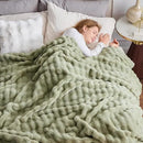 NEWCOSPLAY Faux Fur Twin Blanket Sage Green Bubble Blanket Thick Warm Soft for Couch Sofa Bed 550GSM (Sage Green, Twin(60"x80")) by CozyNest Decor