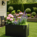 Kozyard 36" x 12" x 24" Metal Rectangular Planter Box Steel Long Box Planter Black Powder Coated Steel Plant Pot All-Weather Use with Partition Panel for Indoor Outdoor for Trees, Plants Flowers by CozyNest Decor