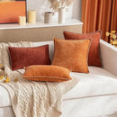 MIULEE Pack of 2 Fall Couch Throw Pillow Covers 18x18 Inch Orange Farmhouse Decorative Pillow Covers with Stitched Edge Soft Chenille Solid Dyed Pillow Covers for Sofa Bed Living Room by CozyNest Decor