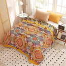 Boho Muslin Blanket for Adults 4-Layer Gauze 80 x 90 Inches Soft Cozy 100% Cotton Summer Cooling Blanket Geometric Floral Decor for Sofa Bed Coverlet Both Sides (A Boho Figure Orange, 80 x 90 in) by CozyNest Decor