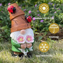 Garden Gnome Statues Outdoor Decor, Solar Gnomes with LED Lighted Flowers, Solar Resin Outdoor Statue Sculpture, for Woman Gift Home and Garden Decor by GreenHaven Gardens