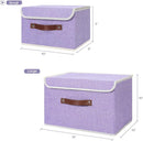 ANMINY 2PCS Storage Bins with Lid PU Leather Handles Storage Boxes PP Plastic Board Decorative Foldable Lidded Cotton Linen Fabric Home Cubes Baskets Closet Organizer Containers - Purple, Small Size by TinyTreasures Baby Boutique