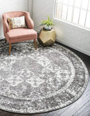 Unique Loom Rosso Collection Vintage, Traditional, Bohemian, Geometric, Distressed, Southwestern Area Rug, 3' 3" x 3' 3", Gray/Ivory by CozyNest Decor