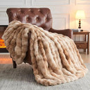 NEWCOSPLAY Faux Fur Throw Blanket Tie-dye Beige Luxury Fluffy Thick Warm Bubble Blanket for Couch Sofa Bed 700GSM (Tie-dye Beige, Throw(50"x60")) by CozyNest Decor