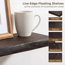 Axeman 48 inch Floating Shelves for Wall - 8'' D Live Edge Rustic Solid Elm Wood Floating Shelves Wall Mounted, Hanging Shelves with Invisible Bracket for Living Room Bedroom Kitchen, Walnut by CozyNest Decor