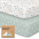 KeaBabies 2-Pack Organic Crib Sheets for Boys, Girls - 52x28 Fitted Crib Mattress Sheet Neutral, Breathable Jersey Cotton Cover for Baby Bed, Toddler Mattress, Soft & Cute Prints (Prairie) by TinyTreasures Baby Boutique