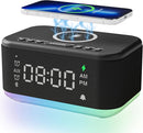 Alarm Clock Speaker Wireless Charger, Digital Alarm Clocks Bedrooms Bluetooth, Alarm Clock Dimmable Light Bedrooms Dual Alarm Snooze Dimmer 12 24H RGB Night Light Bluetooth USB AUX, Black by TinyTreasures Baby Boutique