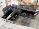 Belffin Modular Sectional Sleeper Sofa Couch with Storage Ottoman Convertible Sectional Couches for Living Room Terry Reversible Chaise. Dark Grey Sofa by CozyNest Decor
