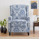 UIXE Floral Pushback Recliner Chair, Fabric Upholstered Armchair Push Back Accent Chair for Living Room, Rivet Trim Club Chair Home Theater Single Sofa Reading Seat - Navy Blue by CozyNest Decor