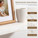 Axeman Floating Shelves for Wall - 32''W x 8'' D Rustic Solid Elm Wood Shelves for Storage, Wall Mounted Display Shelving with Invisible Heavy-Duty Metal Bracket (White Wash, 2PCs) by CozyNest Decor