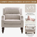 Kidol & Shellder Beige Oversized Accent Chair for Living Room Set of 2 Modern Reading Chair with Back Wide Upholstered Comfy Single Sofa Chair for Bedroom Lounge Side Corner Boucle Fabric Armchair by CozyNest Decor