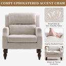 Kidol & Shellder Beige Oversized Accent Chair for Living Room Mid Century Modern Reading Chair with Back Wide Upholstered Comfy Single Sofa Chair for Bedroom Lounge Side Corner Boucle Fabric Armchair by CozyNest Decor