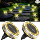 Solar Ground Lights Outdoor 2 Pack Waterproof, Upgraded Solar Garden Lights with 4 Side Light, Stainless Steel Solar Powered Disc Landscape Light for Walkway Pathway Lawn Yard Patio Deck-Warm White by CozyNest Decor