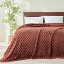 NEWCOSPLAY Super Soft Queen Blanket Coffee Premium Silky Flannel Fleece 3D Clouds Stylish Jacquard Lightweight Bed Blanket All Season Use 350GSM (Coffee, Queen(90"x90")) by CozyNest Decor
