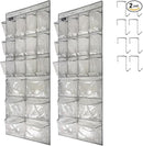 2 Pack Extra Large Hanging Crystal Clear Over Door Shoe Organizers, Closet Shoe Rack Organizer, 12+6 Pockets, 8 Hooks, Grey (59" x 21.6") by CozyNest Decor