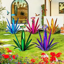 Upgraded Large Metal Yard Art, Metal Agave Plant Yard Decorations Outdoor Sculpture, Metal Flowers for Outside, Waterproof Outdoor Garden Decor (Yellow + Bird Feeder) by GreenHaven Gardens
