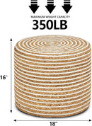 Wimarsbon 18'' Ottoman Pouf, Natural Braided Poof, Rustic Handweave Lounge Pouffe, Boho Footrest Stool for Bedroom, Accent Table or Seat for Living Room (Natural Water Hyacinth + White Cotton Rope) by CozyNest Decor