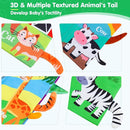 Baby Soft Cloth Crinkle Books Early Education Interactive Stroller Car Seat Sensory Toys with Tails Newborn Development Gifts for 0-6 Months Infants Toddler Baby Boys Girls(Jungle & Farm) by TinyTreasures Baby Boutique