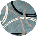 Rugshop Modern Wavy Circles Design 6' 6" (6' 6" Diameter) Blue by TinyTreasures Baby Boutique