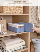 StorageWorks Narrow Storage Bins, Small Basket for Closet and Shelves, Fabric Organizer with Handles, Toilet Paper Storage, Blue and White, 2-Pack by CozyNest Decor