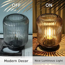 Battery Operated Lamp, Cordless Table Lamps Battery Powered Bedside Small Lamp with LED Bulb, Decorative Glass Lamp for Bedroom Living Room Home Decor-Light Grey by GreenHaven Gardens