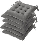 OVOV Chair Cushions for Dining Chairs Set of 6 Tufted Indoor Chair Pads with Ties Soft Square Seat Cushions for Kitchen Chairs 15.5"x15.5",Grey by CozyNest Decor
