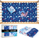 GROW WILD Blue Ocean Baby Crib Sheets for Boys (3 Pack) - Jersey Knit Fitted Sheet (52" x 28"), Toddler Bedding Set & Baby Boy Crib Bedding Set, Turtles and Sea Animals Theme by TinyTreasures Baby Boutique