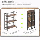 4NM No Assembly 3 Tiers Folding Bookshelf, 35" H Foldable Storage Shelves Vintage Bookcase Standing Racks Study Organizer Home Office - Rustic Brown Black by CozyNest Decor