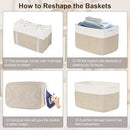 Shelf Baskets for Organizing, Woven Storage Basket for Shelves, Cotton Rope Storage Bins for Toys Books, Nursery Towel Baskets for Classroom, 14.96"X9.8"X8.85", 3-Pack White/Brown by CozyNest Decor