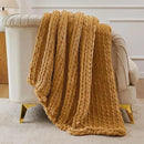 Esterra Chunky Knit Throw Blanket Newly Upgraded Heavy Tighter Version, Handmade Chenille Throw Super Soft, Thick Yarn Cable Knit Crochet Throw Blanket for Couch Bed Sofa (50"x60" Mustard Yellow) by CozyNest Decor