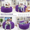 4FT Bean Bag Chair, Large Bean Bag Chairs with Memory Foam Filled, Fluffy Beanbag Sofa with Dutch Velvet Cover, Round BeanBag Chairs for Living Room, Playroom - Purple by TinyTreasures Baby Boutique
