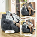 Giant Bean Bag Chair, Faux Fur Large Bean Bag Chair for Adults, Fluffy and Comfy Giant Bean Bag Chair with Filler, Big Bean Bag Sofa Chair for Reading, Gaming, Grey by CozyNest Decor