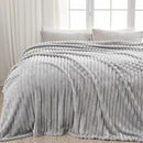 NEWCOSPLAY Super Soft Twin Blanket Light Grey Premium Silky Flannel Fleece 3D Ribbed Jacquard Lightweight Bed Blanket All Season Use (Light Grey Ribbed, Twin(60"x80")) by CozyNest Decor