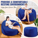 4FT Bean Bag Chair: Bean Bag with Velvet Cover, Fluffy and Comfy Bean Bag Chairs for Adults and Kids, Bean Bag Sofa Filled with High-Density Sponge for Gaming (Blue) by CozyNest Decor