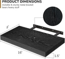 Fun Memories 16 Inch Floating Shelves - Deep Rustic Black Wooden Wall Shelves - Extra Deeper & Thicker Wall Mounted Storage Shelf for Bedroom, Kitchen, Farmhouse - 2 Pack, Rustic Black by CozyNest Decor