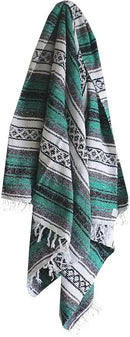 Del Mex Classic Mexican Blanket, Large Authentic Woven Falsa Throw (70"x50"), Artisan Southwest Décor for Beach, Yoga, Outdoors (Teal) by CozyNest Decor
