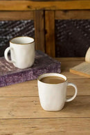 famiware Coffee Mugs Set of 4, Ocean Square 13oz Coffee Cup Set with Handle for Cocoa, Milk, Hot Chocolate, Tea, Water, Stoneware Cups for Kitchen, Microwave and Dishwasher Safe, Vanilla White by CozyNest Decor
