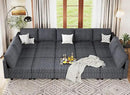 Belffin Large 15 Seat Modular Sectional Sofa with Storage Seat Corduroy Sleeper Sectional Sofa Bed Oversized Convertible Modular Couch for Living Room Dark Grey by CozyNest Decor