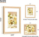 upsimples 8x10 Picture Frame, Natural Solid Wooden Picture Frames, Display 5x7 with Mat or 8 x 10 Without Mat, Wall or Tabletop, 1 Pack, Natural by CozyNest Decor