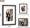 upsimples 8x10 Picture Frame, Natural Solid Wooden Picture Frames, Display 5x7 with Mat or 8 x 10 Without Mat, Wall or Tabletop, 1 Pack, Black by CozyNest Decor