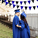 Royal Blue Black Party Decorations Navy Black Metallic Fabric Triangle Pennant Banner Flag Bunting Garland for Graduations Birthday Retirement Wedding Bachelorette Nautical Outdoor Party Supplies by GreenHaven Gardens