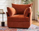 Terracotta Oversized Accent Chair, Upholstered Modern Sofa Chair with Removable Backrest & Detachable Cover, 24.5" Deep Seat Large Reading Armchair by CozyNest Decor