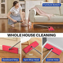 JOYMOOP Mop and Bucket with Wringer Set, Hands Free Flat Floor Mop and Bucket, with 6 Washable Microfiber Pads, Wet and Dry Use, Floor Cleaning System - Black+Red+Slate Blue by CozyNest Decor