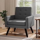 Kromax Mid-Century Modern Accent Chair for Living Room, 496 Lb. Weight Capacity, Dual Armrests, Comfy Extra Large Seat, Timeless Style Perfect for Reading & Relaxing, Dark Grey by CozyNest Decor