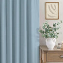 Total Blackout Linen Curtains 96 Inches Long for Bedroom 8 Foot Tall Heavy Thermal Rustic Country Light Blue Black Out Curtains for Living Room Window Drapes Stone Blue Gray Greyish Back Tab 2 Panels by CozyNest Decor