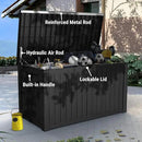 Mars Villa 180 Gallon Outdoor Storage Box Waterproof, Extra Large Resin Deck Box, Outside Storage Bin for Patio Furniture Cushions, Pool Supplies, Sports Gear, UV Resistant and Weatherproof, Black by CozyNest Decor