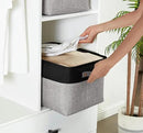 DECOMOMO Storage Baskets for Shelves - Fabric Closet Organizers and Storage Bins, Perfect Baskets for Organizing Closet Toys Nursery (Grey and Black, Large - 4 Pack) by CozyNest Decor