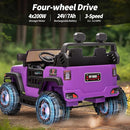 2 Seater Ride on Toy Car for Kids, 24V 4x4 Ride-on Truck Kids Electric Car w/Remote Control, 4x200W Motors - Purple by TinyTreasures Baby Boutique