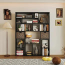 71” Tall Open Black Bookcase with Baskets, Free-Standing 6-Tier Wooden Display Storage Bookshelves with 16 Irregular Cubes for Living Room, Home Decor by CozyNest Decor
